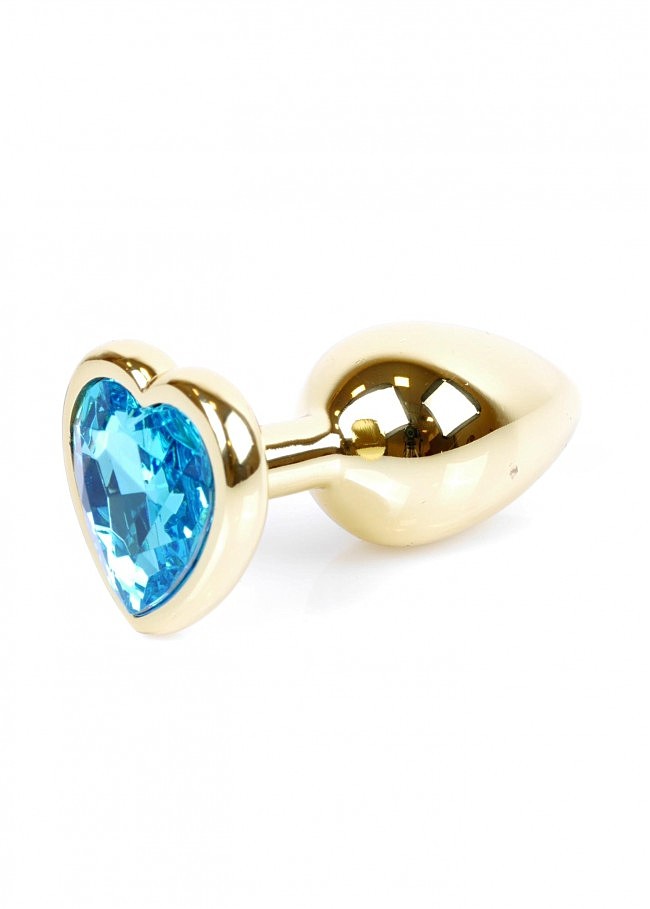   Jewellery Gold Heart Plug Light Blue, -, 7  2,7 