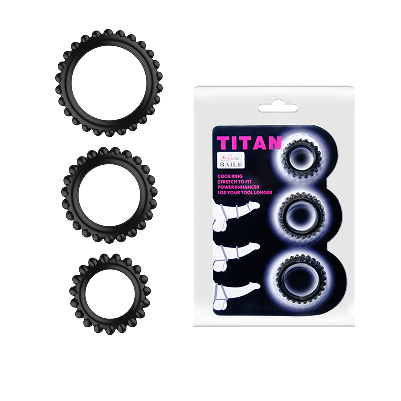     Baile Titan Cock Ring Set Black,  