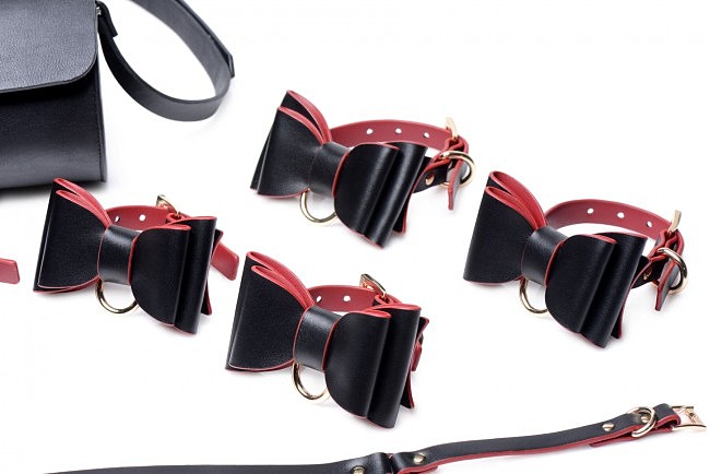      Master Series Bow Luxury BDSM Set With Travel Bag, 11 
