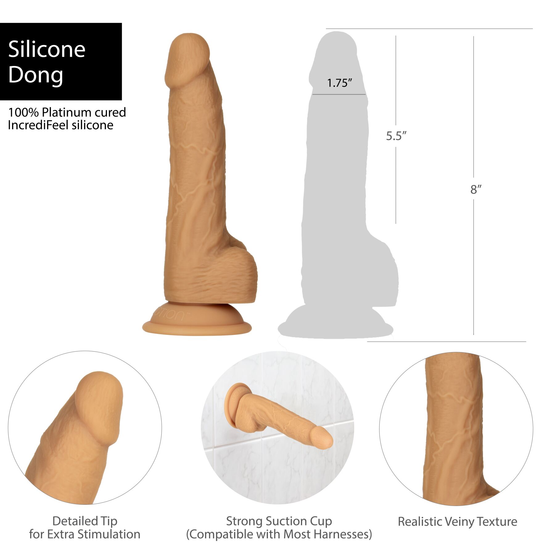 ������������� ADDICTION Dual Density Silicone Dildo Caramel, �������������� ���������, 20,3 � 4,3 ��