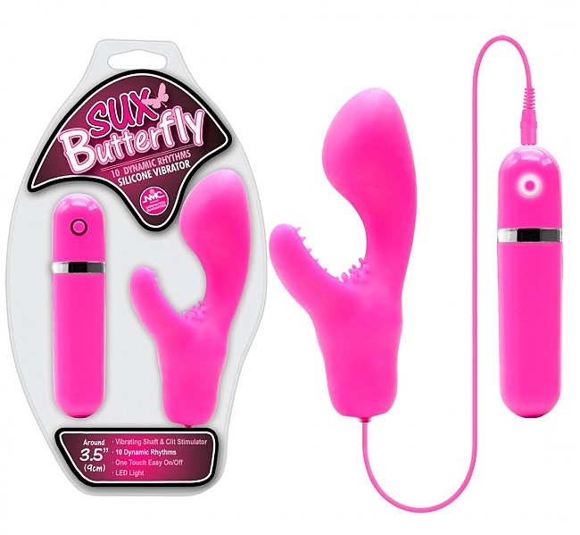 	 G-    Sux Butterfly Pink Vibrator mit Klitorisreizer,   