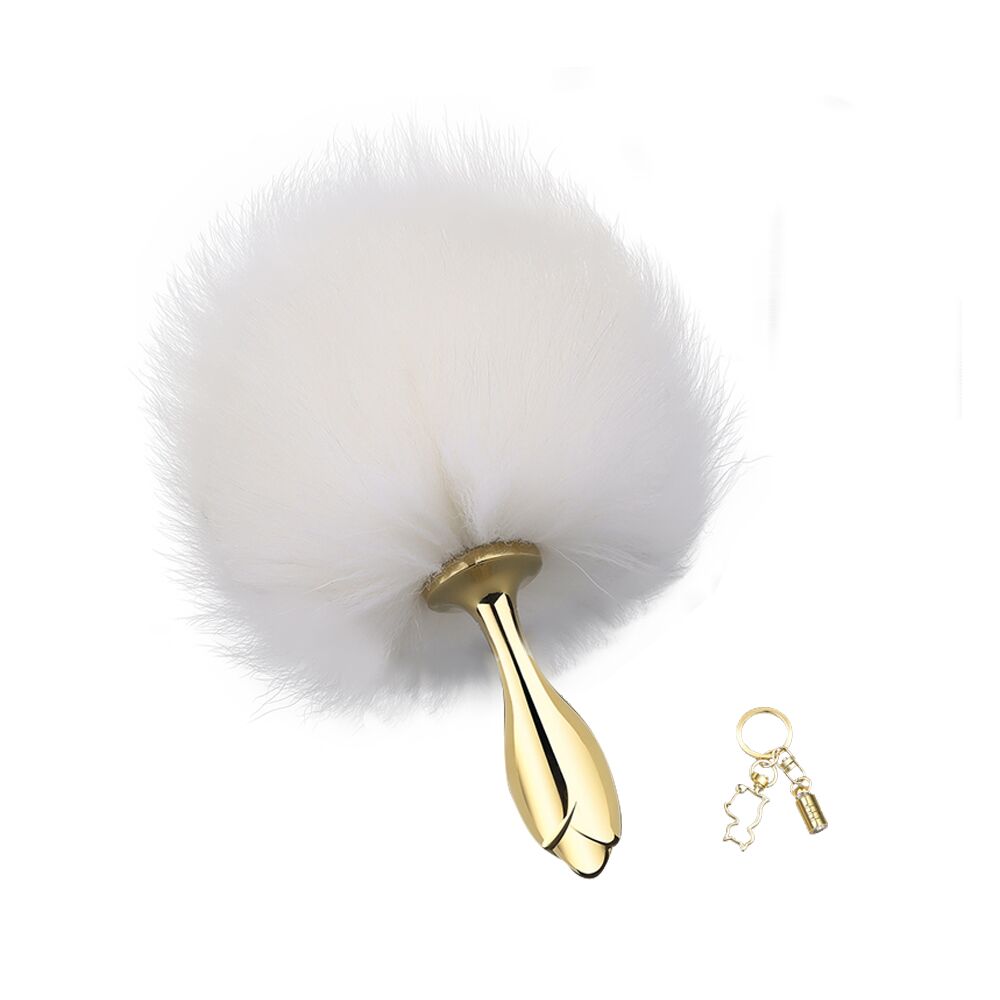      LOCKINK SEVANDA White Bunny-Tail Anal Rose-shape Plug, 7,7  2,7 