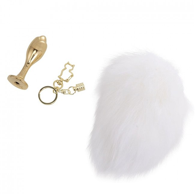      LOCKINK SEVANDA White Bunny-Tail Anal Rose-shape Plug, 7,7  2,7 