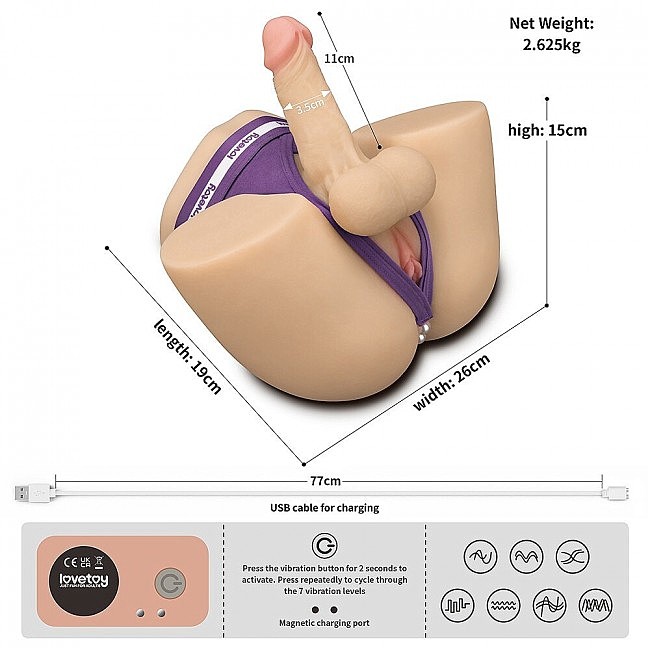 ����������� ����+������ � ������������ ����� Streetgirls Dual Motor Sensation Pulse With Dildo, 19,5 � 25,5 � 15 ��