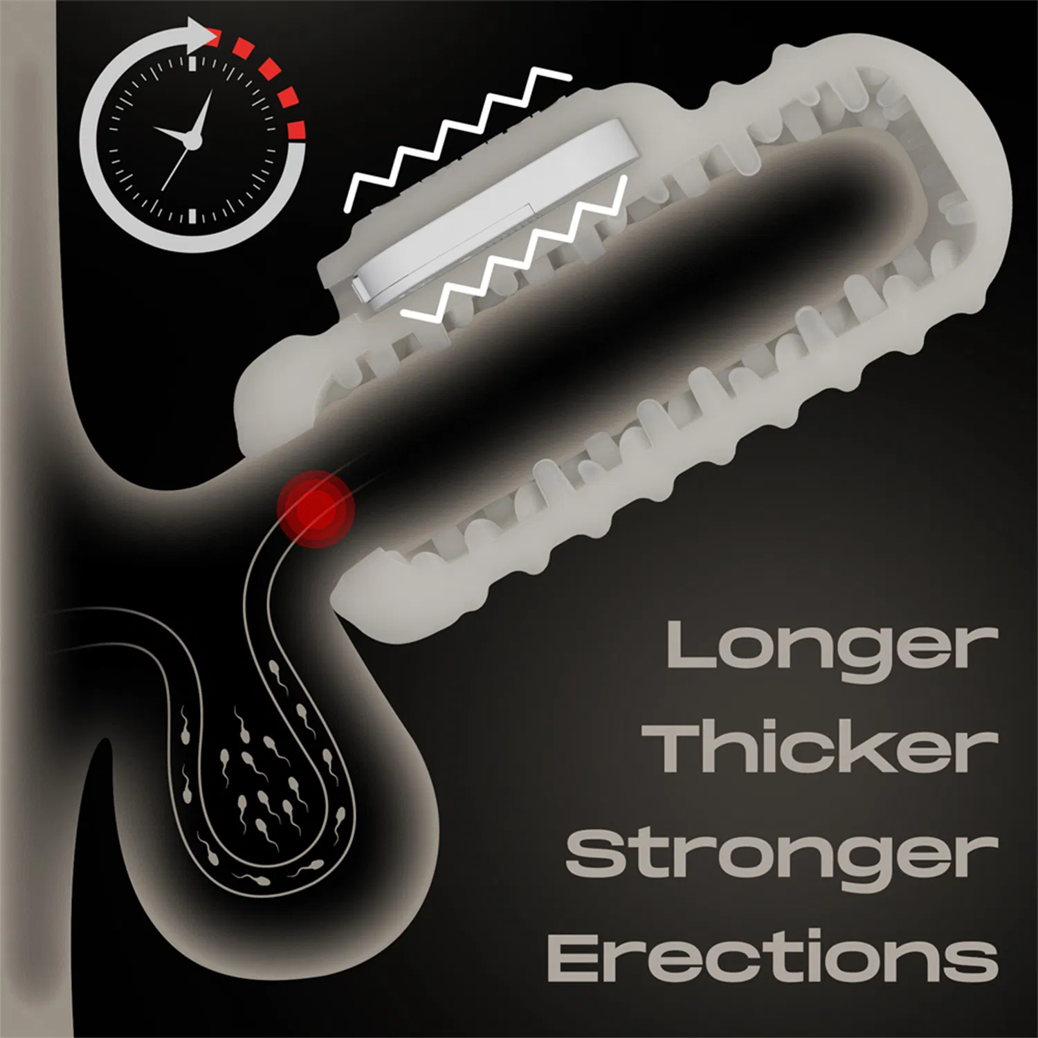   LoveToy Knights Ring Vibrating Dual Purpose Sleeve-Wavy, 13,5  3,5 