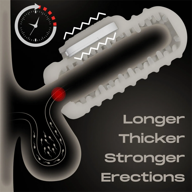    LoveToy Knights Ring Vibrating Dual Purpose Sleeve-Wavy, 13,5  3,5 