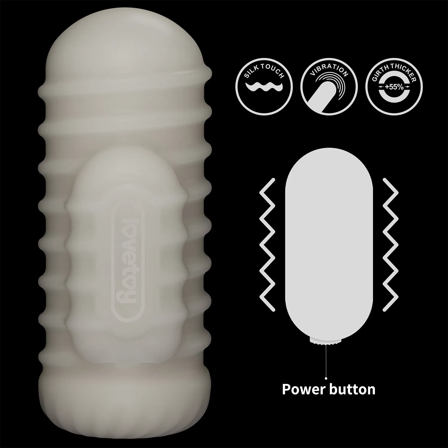    LoveToy Knights Ring Vibrating Dual Purpose Sleeve-Wavy, 13,5  3,5 