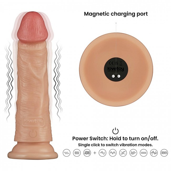 ������������ �������� LoveToy Vibrating Power Basics Cock 7, 10 ������� ��������, 18 � 4 ��