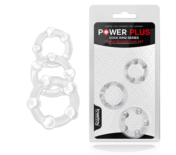     Power Plus Triple Beaded Ring Set Clear
