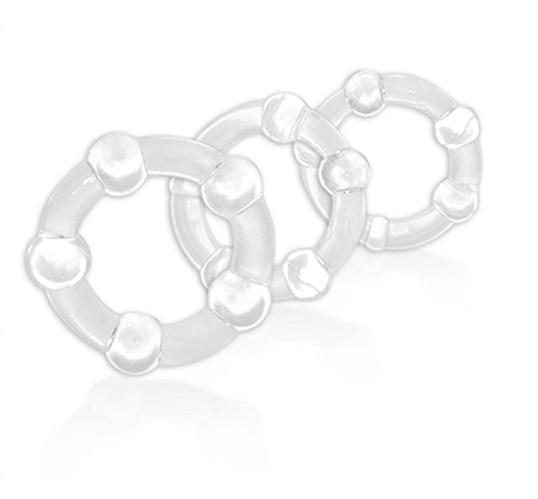     Power Plus Triple Beaded Ring Set Clear

