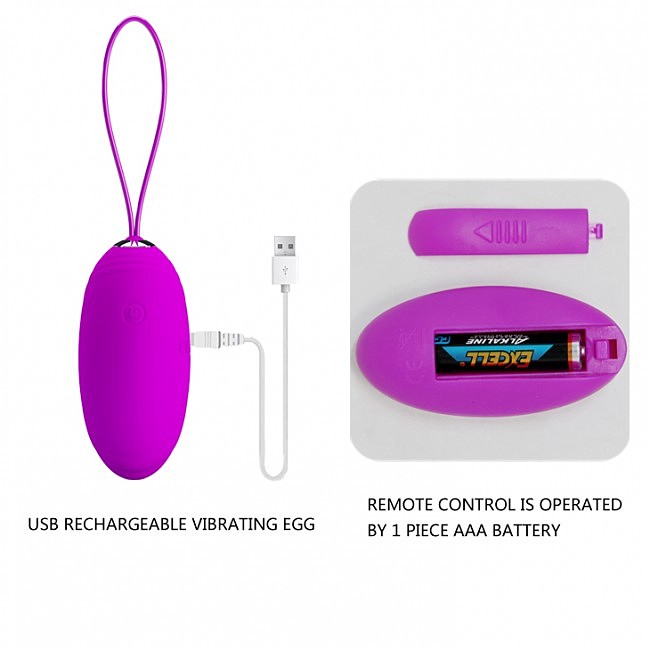     Pretty Love Jacqueline Vibrating Egg Purple, 7,8  3,7 