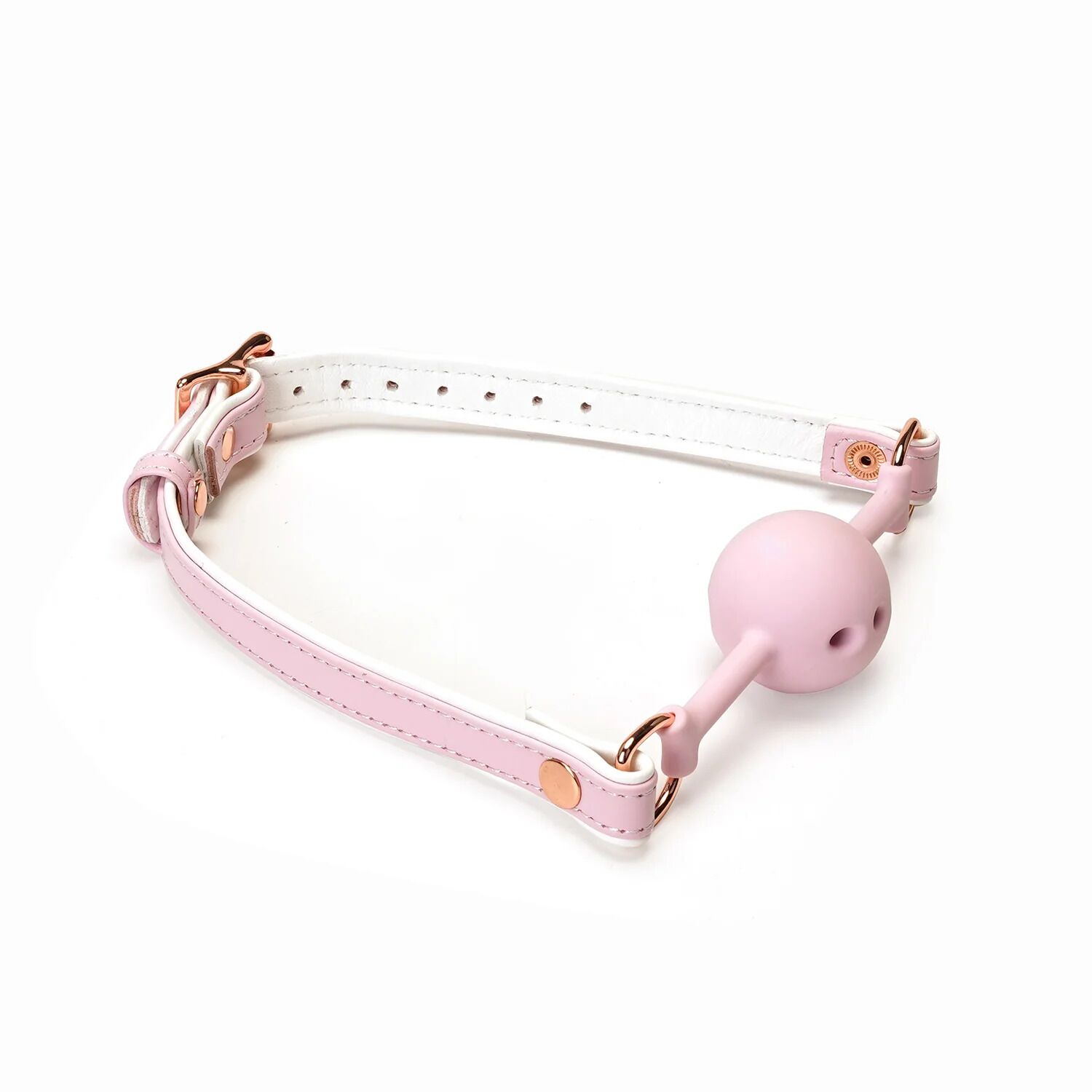 	 - Liebe Seele White & Pink Fairy Goat Leather Ball Gag,  