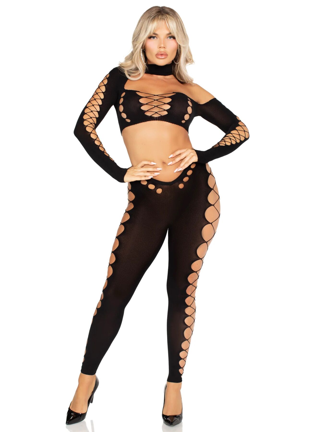     Leg Avenue Seamless Cut-Out Crop Top and Legging One Size, 