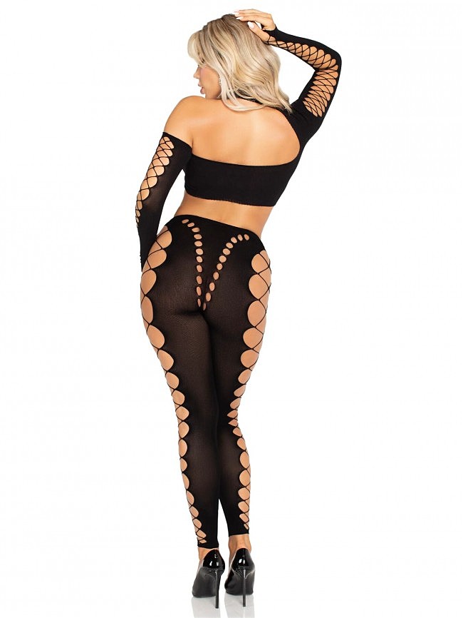     Leg Avenue Seamless Cut-Out Crop Top and Legging One Size, 