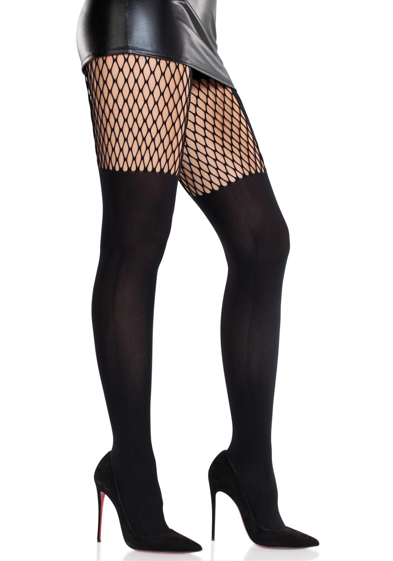   Leg Avenue Garter Illusion Tights with Net Detail One Size,  