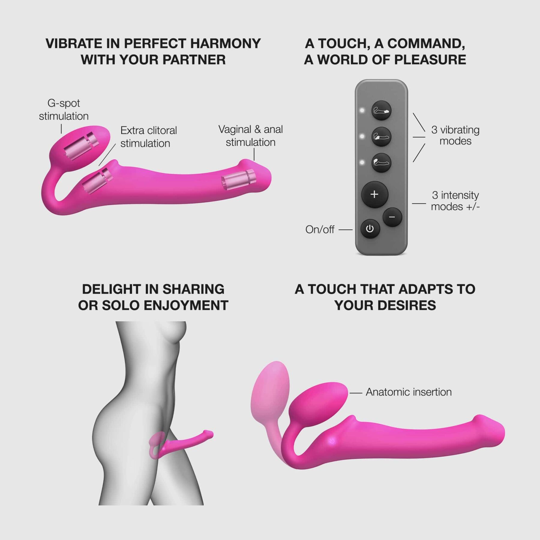     Strap-On-Me Vibrating Fuchsia,  