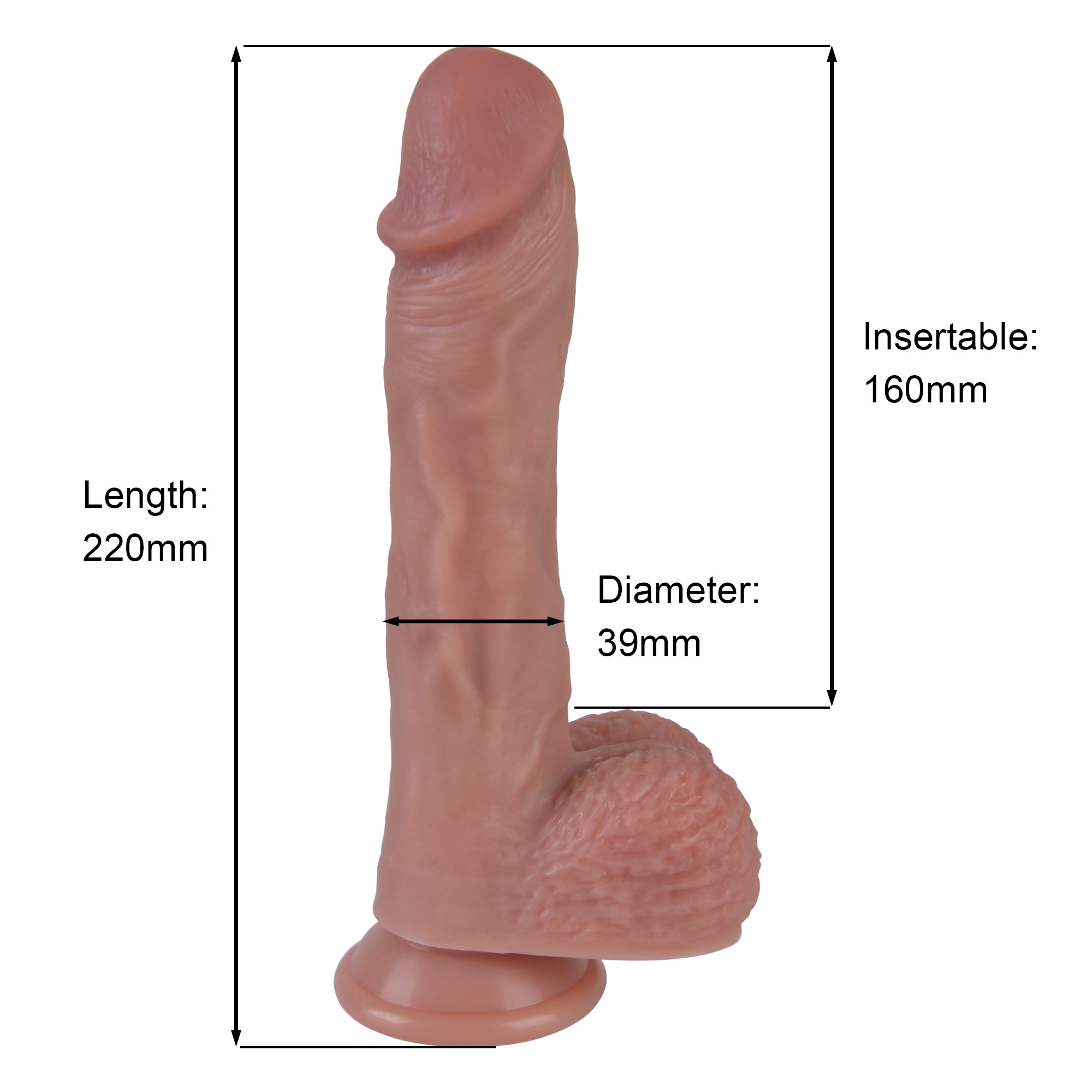   Erospace Natural Play Silicone Dildo D5, , 22  3,9 