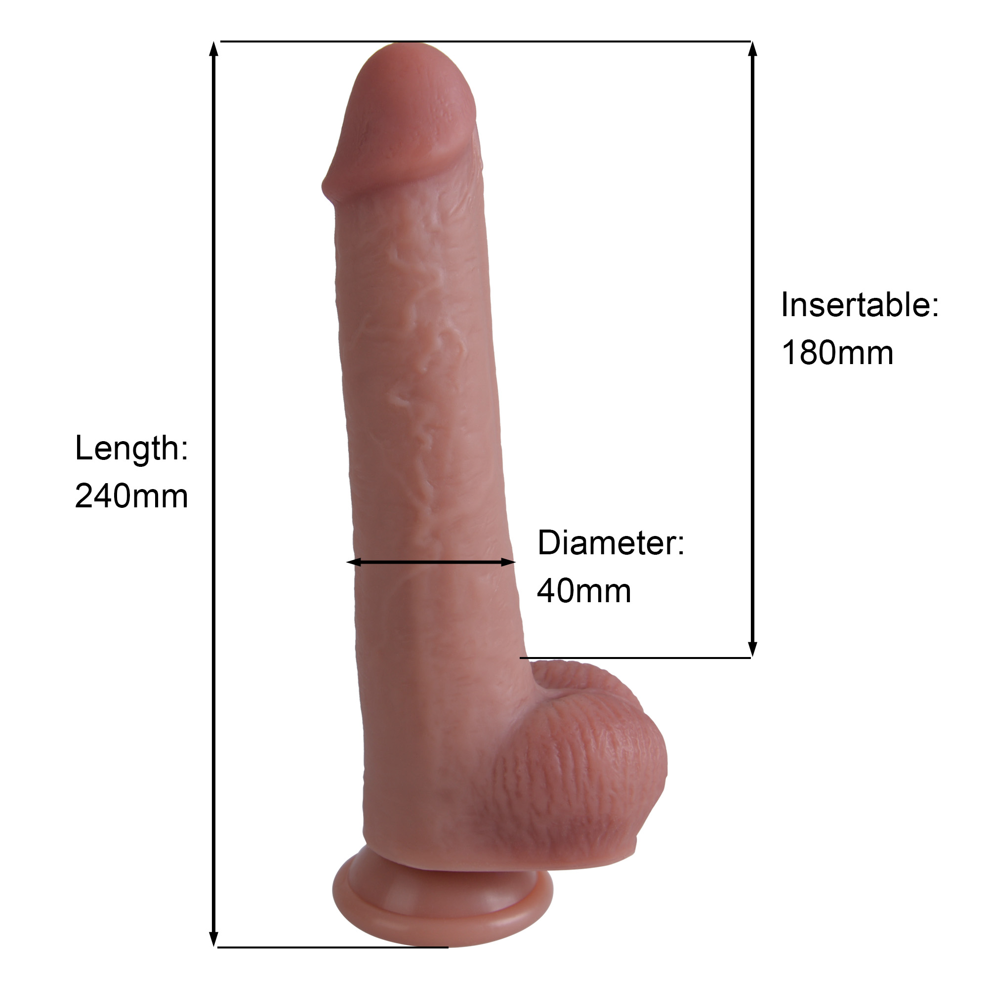    Erospace Natural Play Silicone Dildo D3, , 24  4 