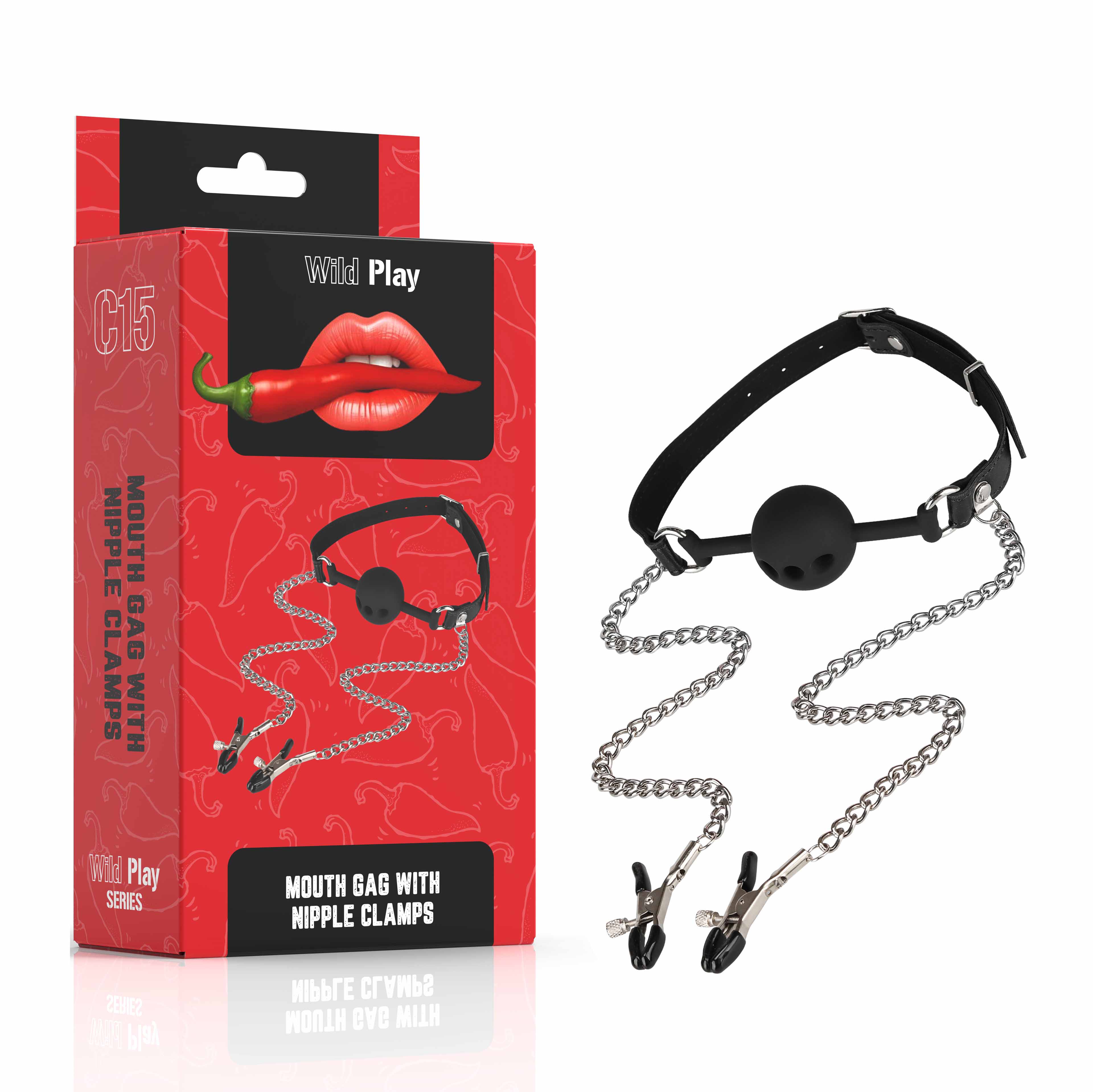      Wild Play Mouth Gag With Nipple Clamps C15,   4 