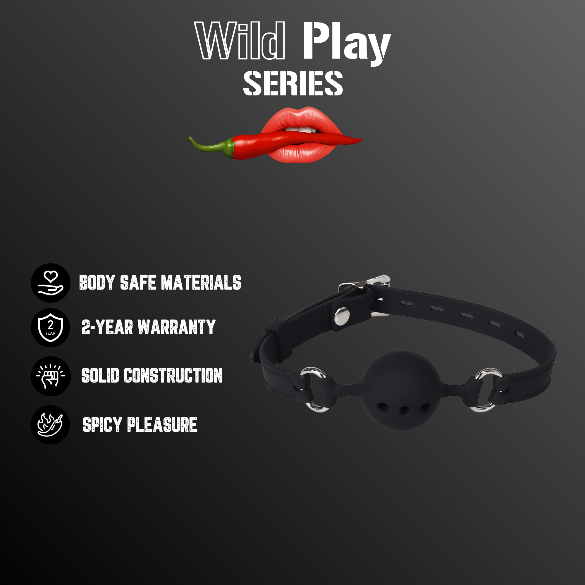   Erospace Wild Play Mouth Gag With Silicone Ball C14,   4,2 