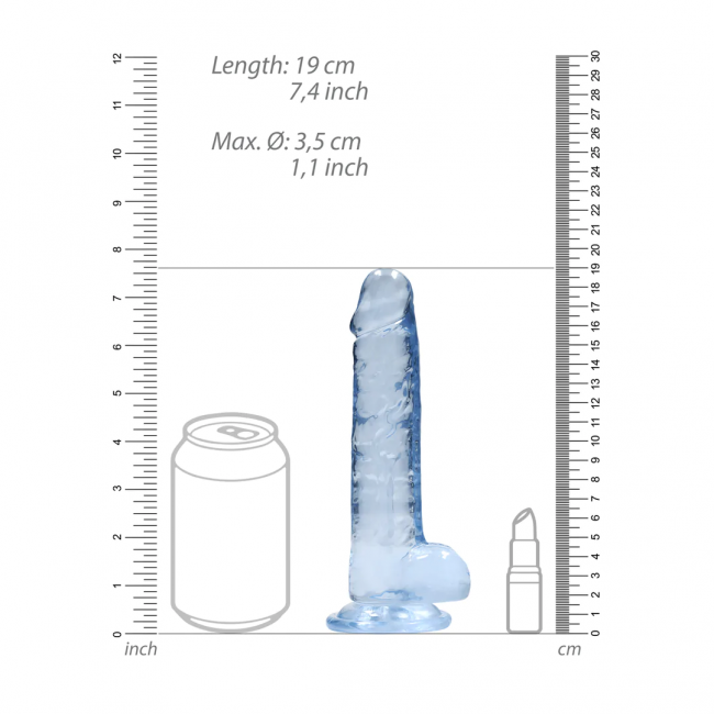 ������� ������������� �� �������� Realrock Dildo 7 Blue, ���������-�������, 19 � 3,5 ��