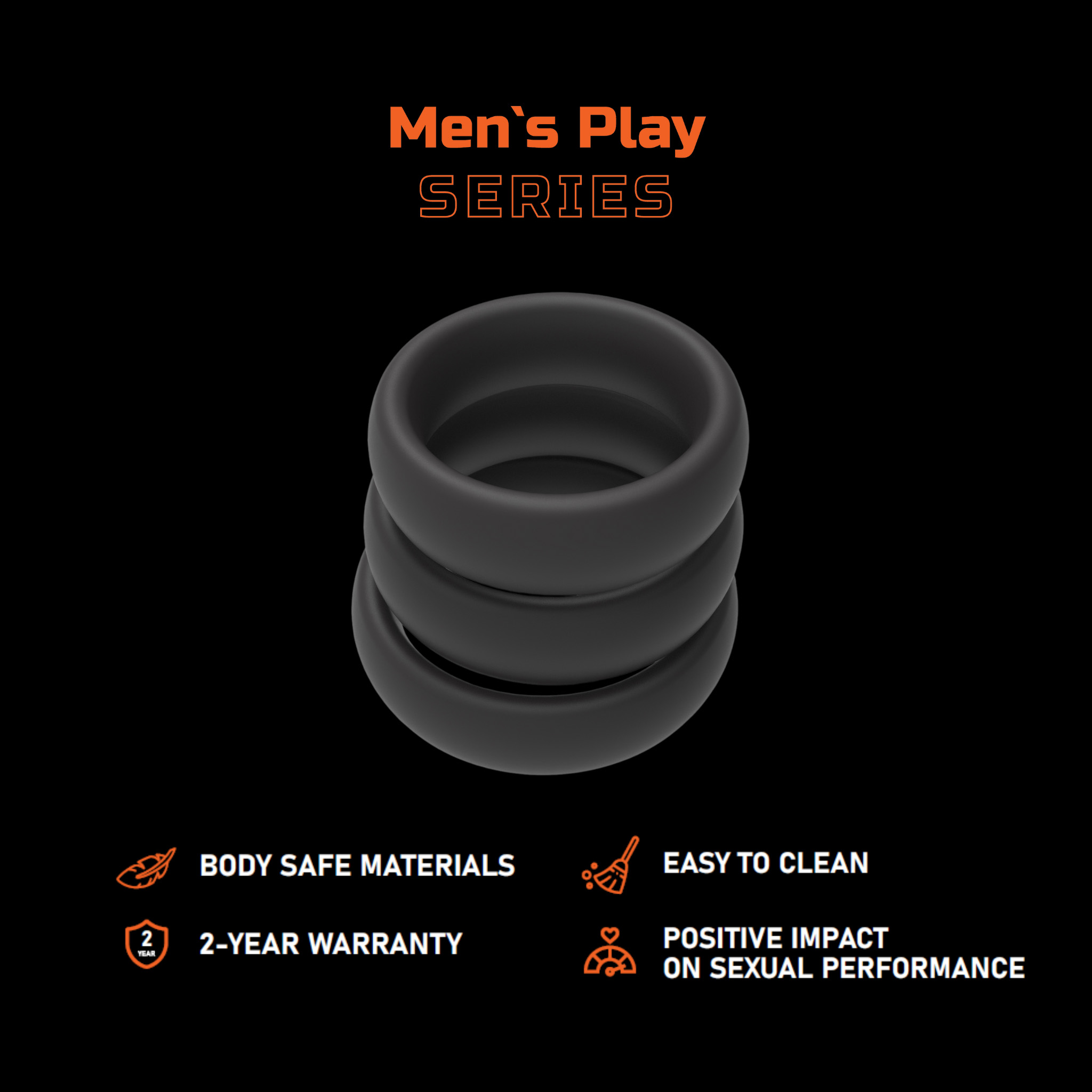 ����� ����������� ����������� ����� Erospace Mens Play Set Of 3 Cock Rings B9, 3 �����