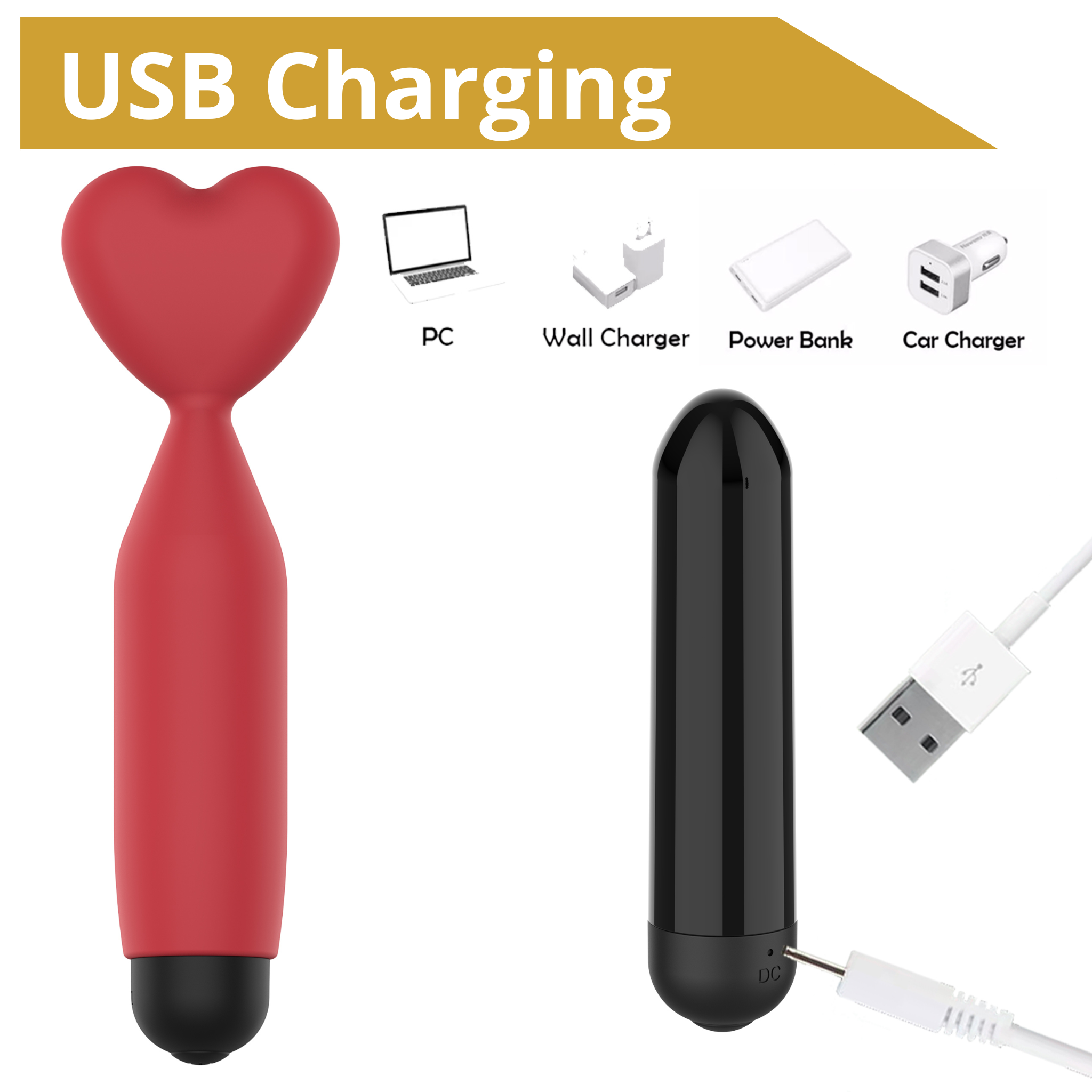  - Erospace Sweet Play Mini Heart Vibrator A14, 10  