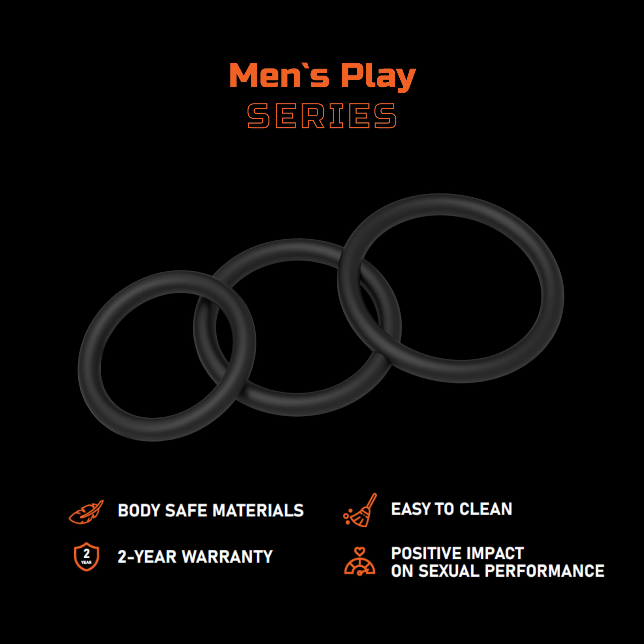   3-   Erospace Mens Play Set Of 3 Cock Rings B7, 