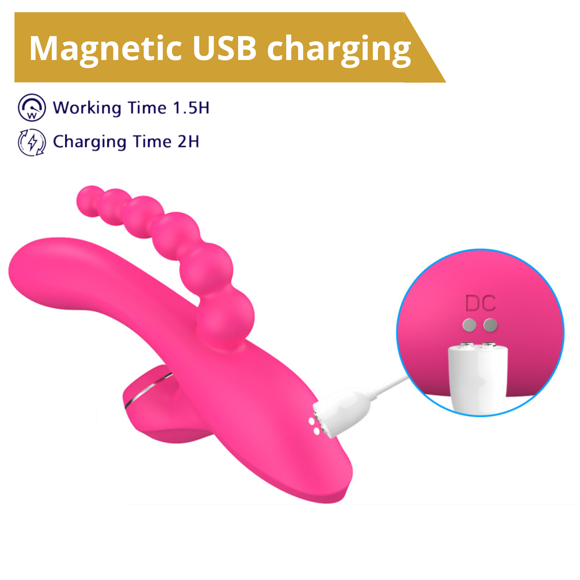 -      Sweet Play Sucking Vibrator With Anal Beads A3, 20,8 &#215; 11 &#215; 4 