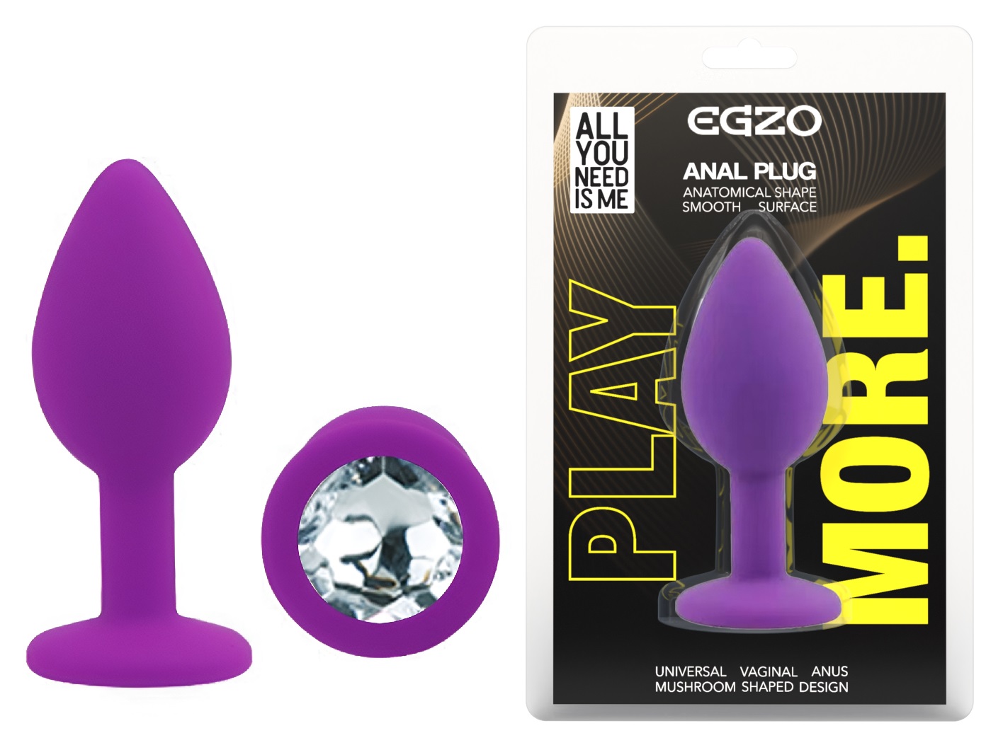 ����������� �������� ������ EGZO Silicone Purple Round Plug Clear S, ����������, 7 � 2,8 ��