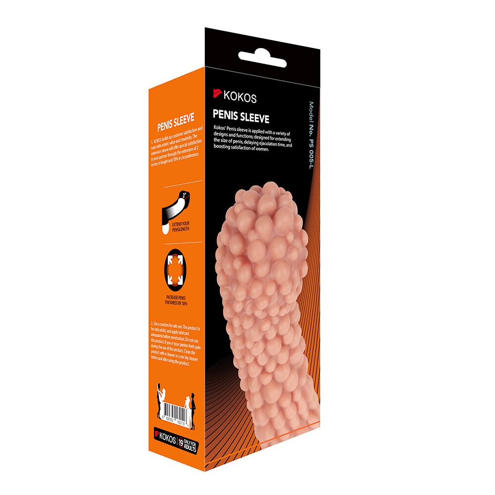 ������� �� ���� � ���������� ��������� Kokos Penis Sleeve PS 005 L, ��������, 16,5 � 5,5 ��