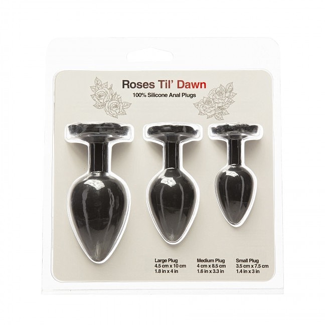 ����� ����������� �������� ������ BMS Roses Til Dawn Silicone Anal Plug Kit Starter Kit Black