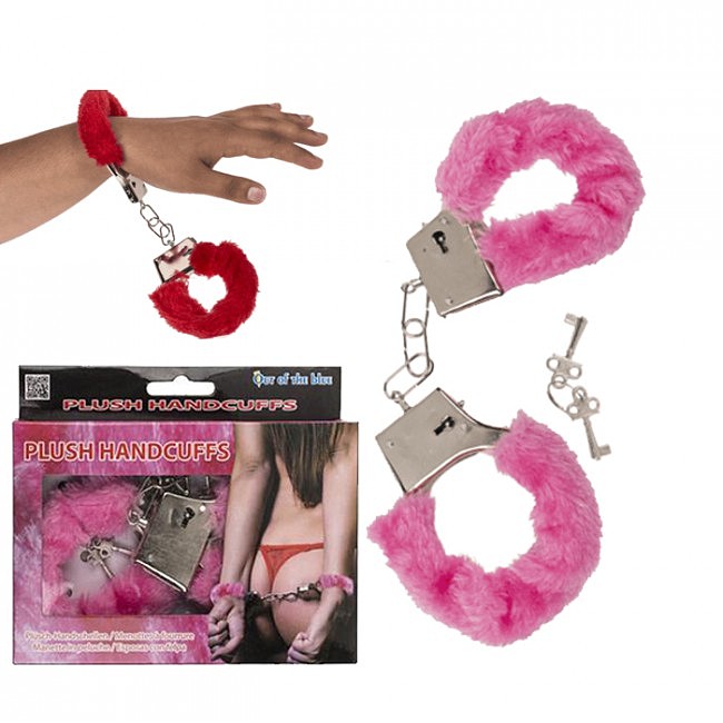 ��������� ������������� � ������� ����� Plush Handcuffs With Keys Pink OOTB