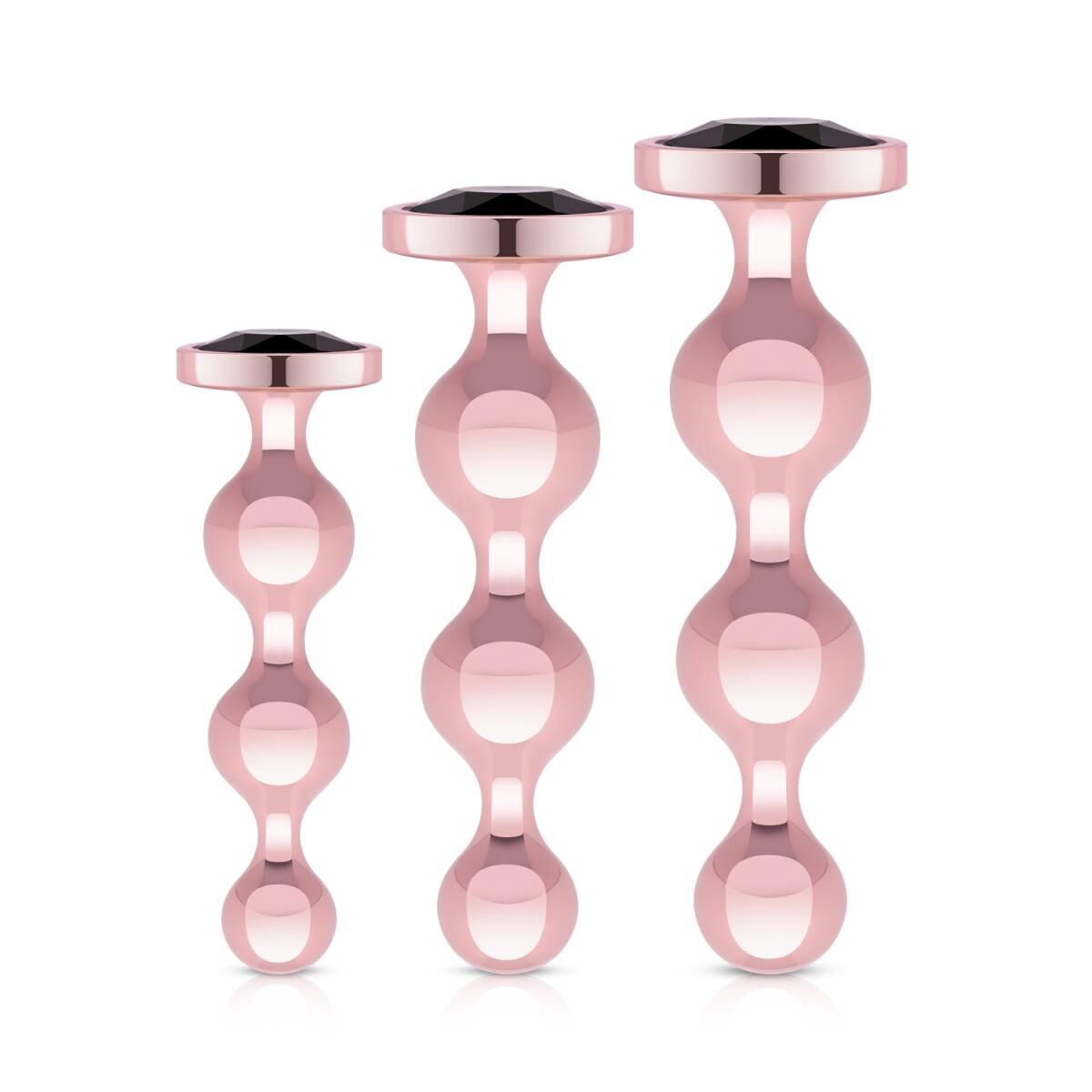 	����� �������� ������ � ������ ���������� Rosy Gold Metal Butt Plug Set 3 Pieces, �������