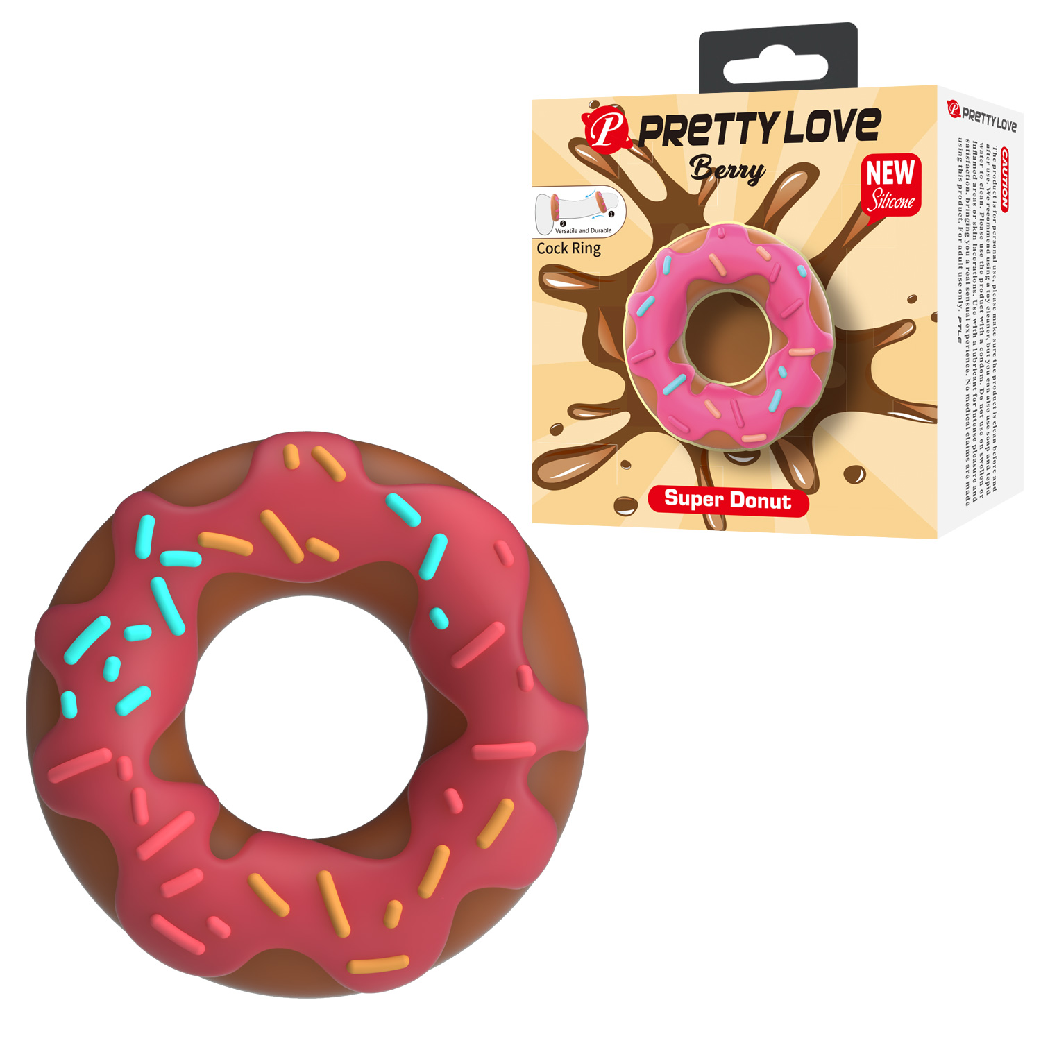����������� ������-������ Pretty Love Berry Super Donut Silicone Cock Ring, 4,6 � 2 ��