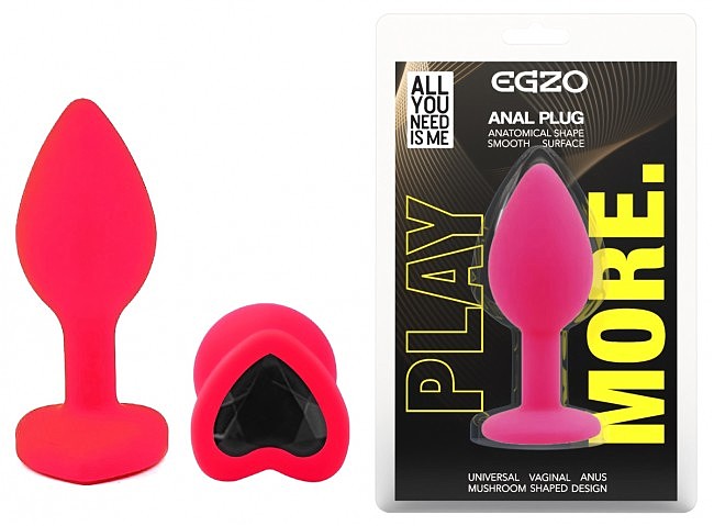 ����������� �������� ������ EGZO Silicone Pink Heart Plug, ��������-��������, 7,1 � 2,7 ��