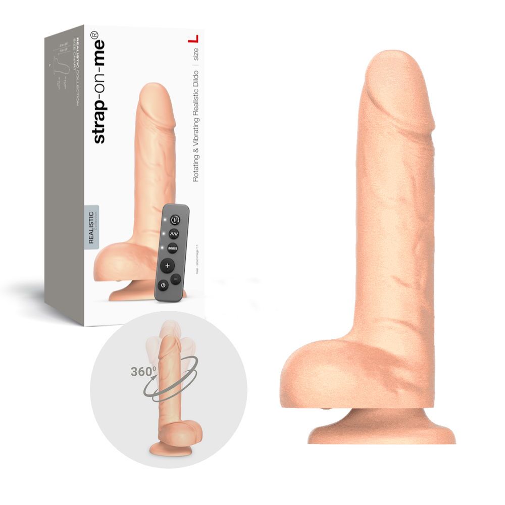 �������� � �������� Strap-On-Me Rotating & Vibrating Realistic Dildo, 7 ������� � 3 �������������, ������ L 