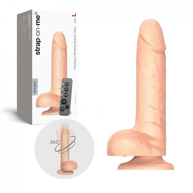 �������� � �������� Strap-On-Me Rotating & Vibrating Realistic Dildo, 7 ������� � 3 �������������, ������ L 