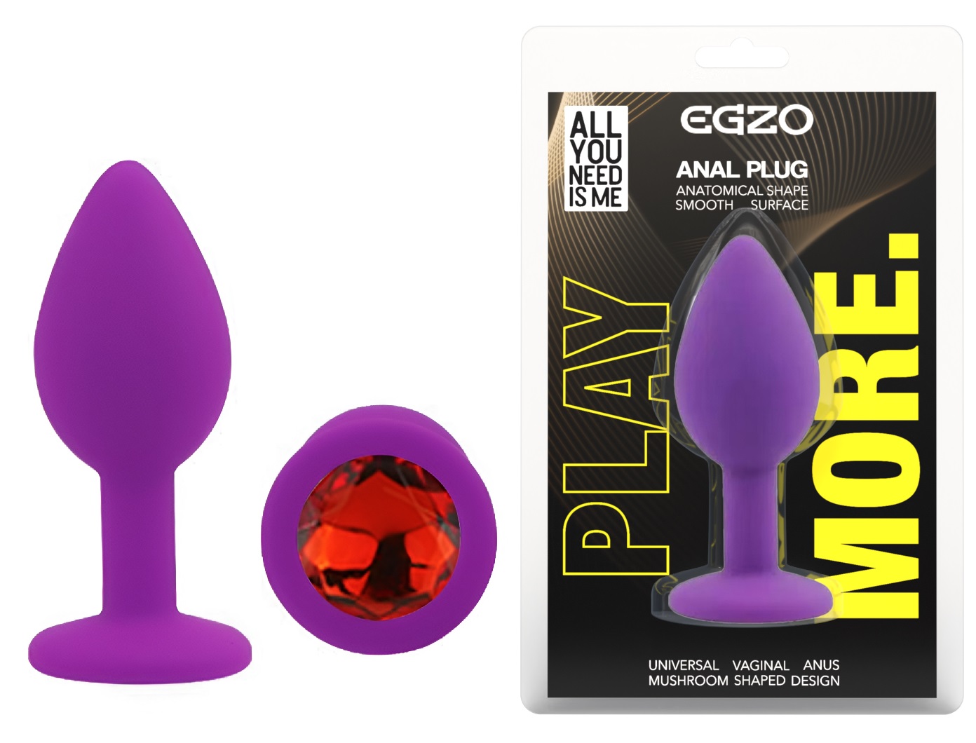 ���������� �������� ������ � ���������� EGZO Silicone Purple Round Plug, 7 � 2,8 ��