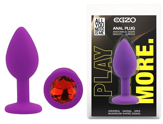 ���������� �������� ������ � ���������� EGZO Silicone Purple Round Plug, 7 � 2,8 ��