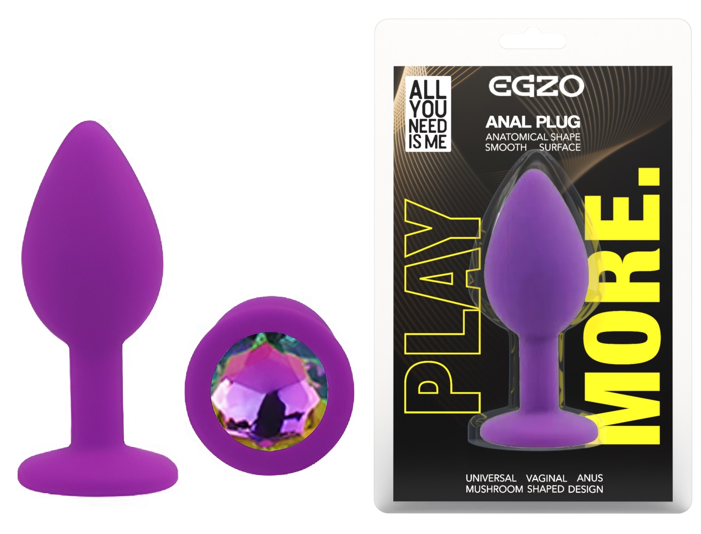 ���������� �������� ������ � ���������� EGZO Silicone Purple Round Plug, 7 � 2,8 ��