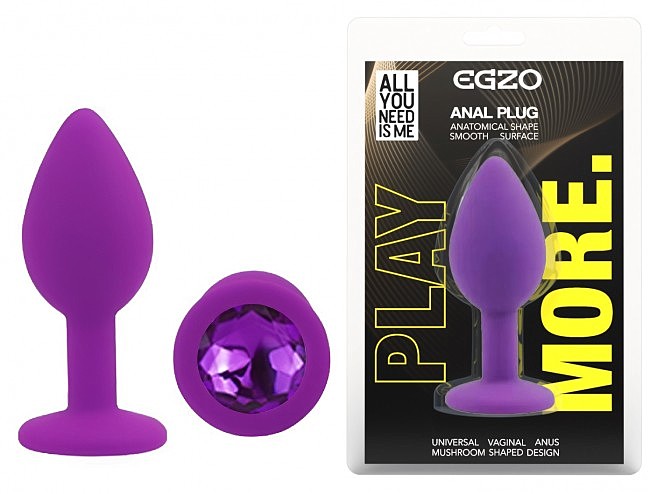 ���������� �������� ������ � ���������� EGZO Silicone Purple Round Plug, 7 � 2,8 ��