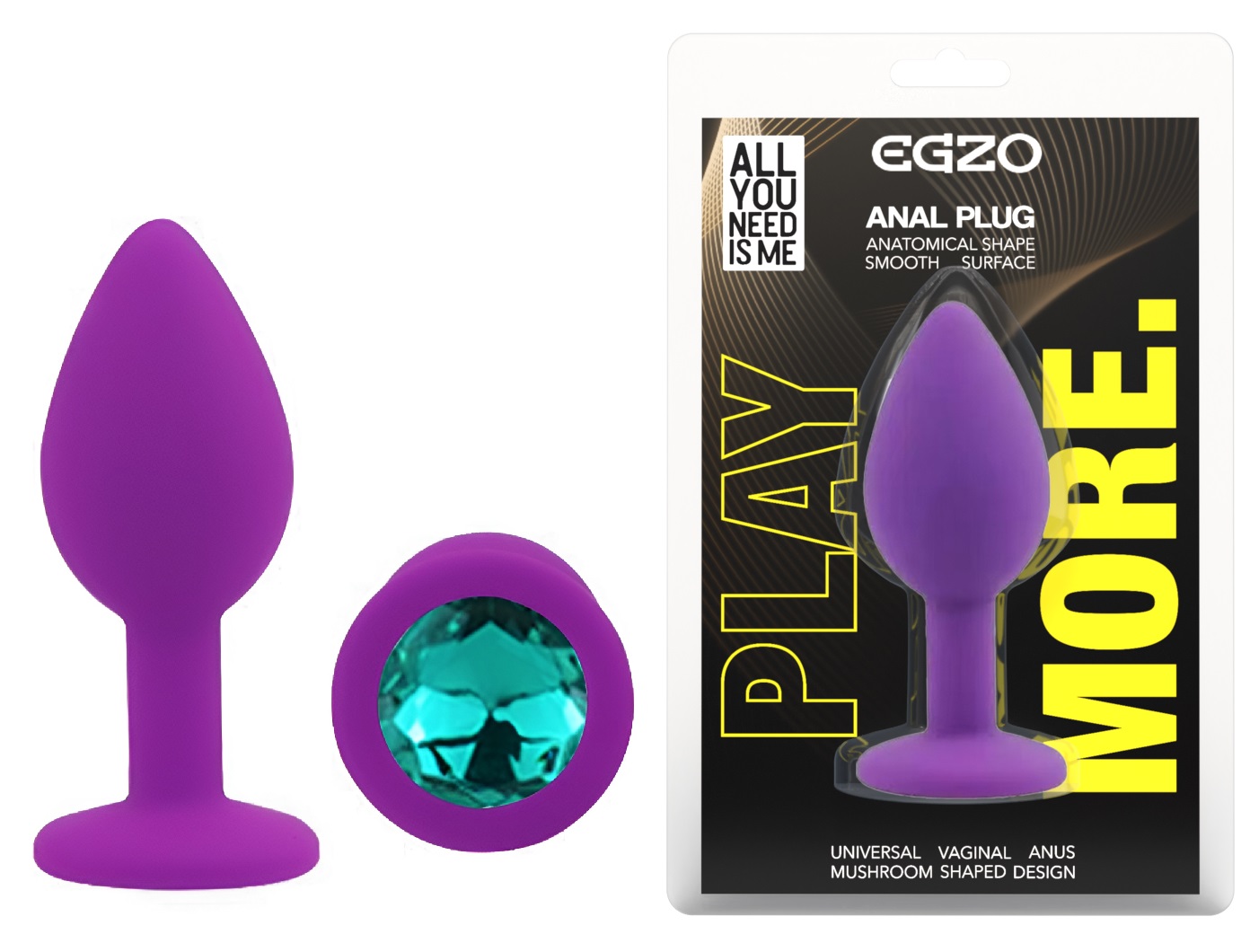 ���������� �������� ������ � ���������� EGZO Silicone Purple Round Plug, 7 � 2,8 ��