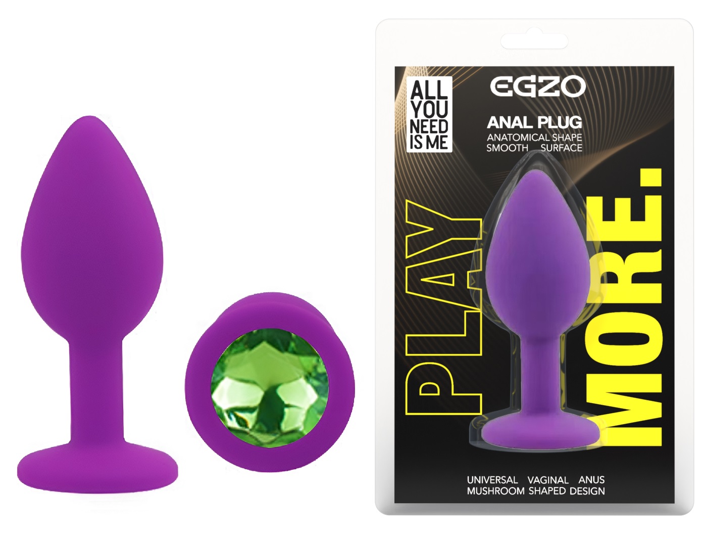 ���������� �������� ������ � ���������� EGZO Silicone Purple Round Plug, 7 � 2,8 ��