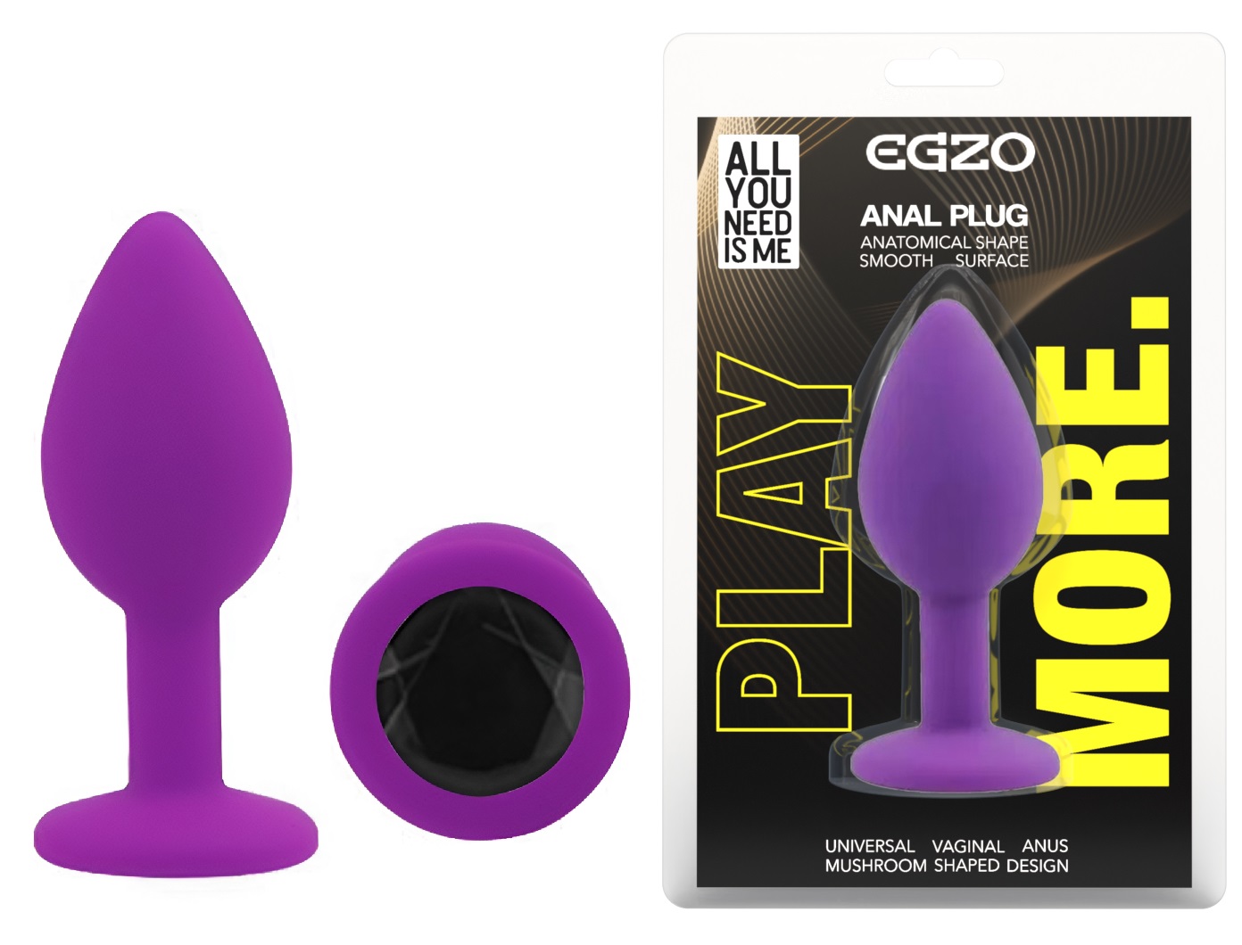 ���������� �������� ������ � ���������� EGZO Silicone Purple Round Plug, 7 � 2,8 ��