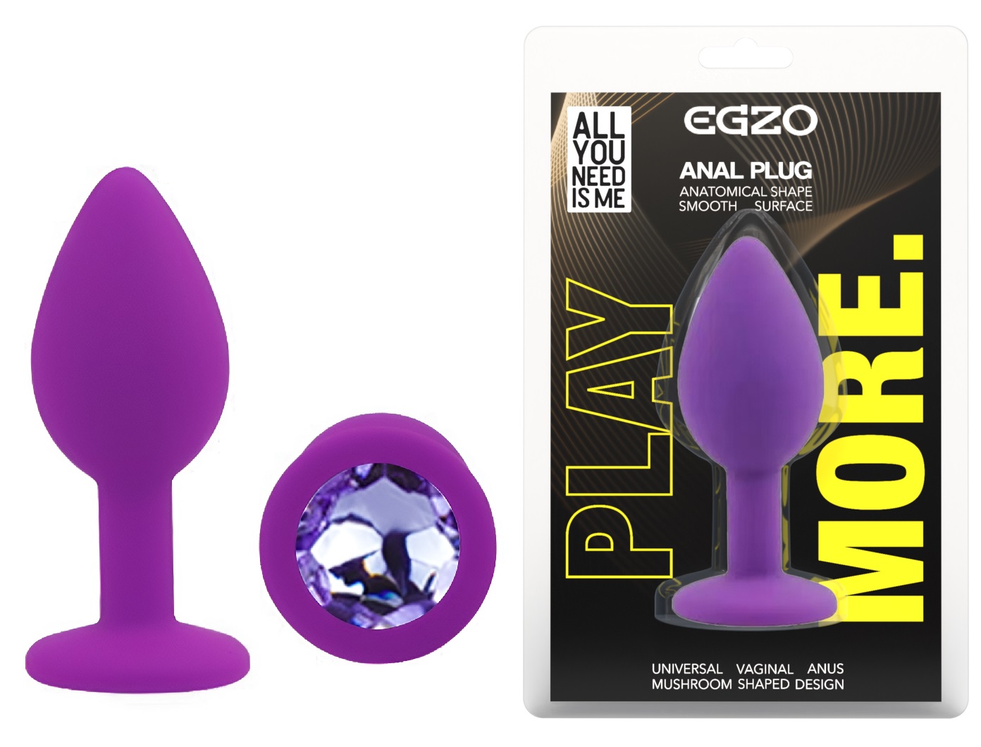 ���������� �������� ������ � ���������� EGZO Silicone Purple Round Plug, 7 � 2,8 ��