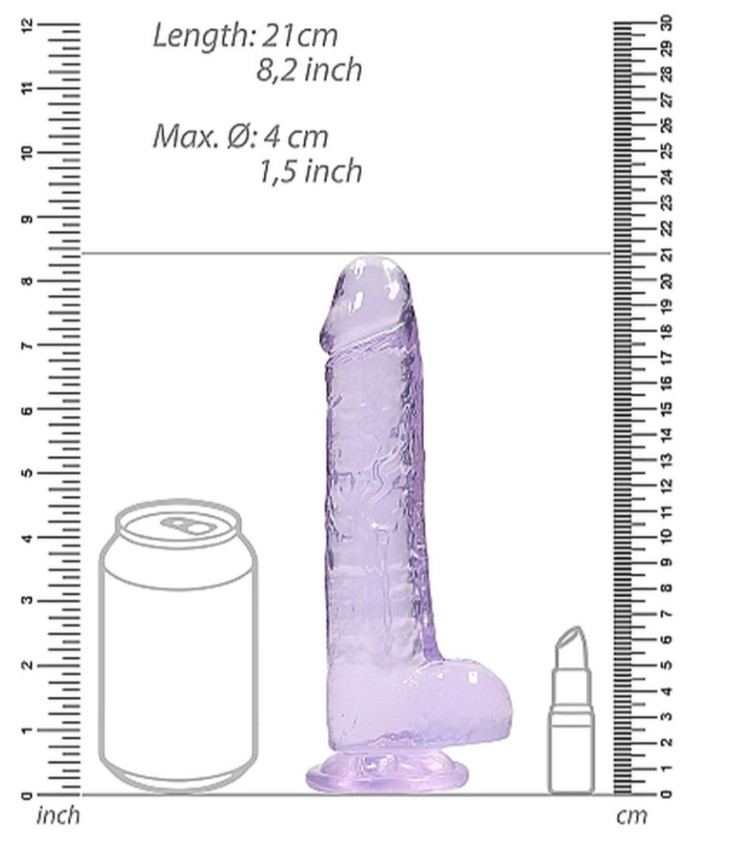 ������������� � �������� Realrock Dildo 8 Purple, ���������-����������, 21 � 4 ��