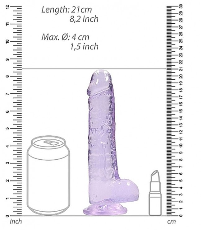 ������������� � �������� Realrock Dildo 8 Purple, ���������-����������, 21 � 4 ��