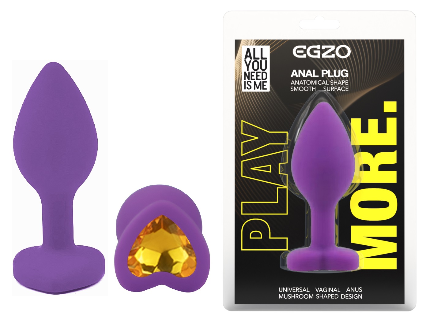 ����������� �������� ������ EGZO Silicone Violet Heart Plug size S, 7,1 � 2,7 ��