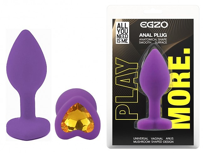 ����������� �������� ������ EGZO Silicone Violet Heart Plug size S, 7,1 � 2,7 ��